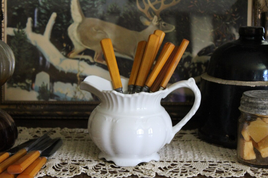 Vintage Small White Ironstone Milk Pitcher, White Ironstone Cream Pitcher, Antique White Ironston... | Etsy (US)