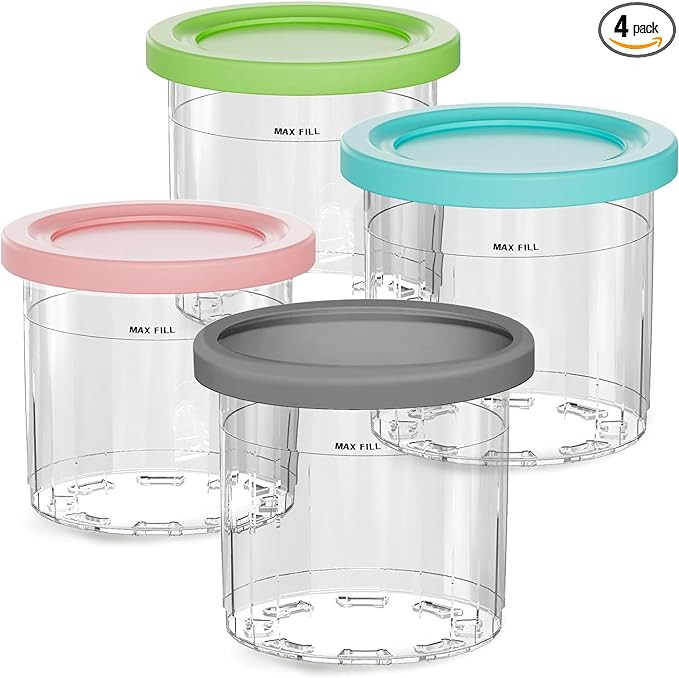 Containers Replacement for Ninja Creami Pints and Lids - 4 Pack, 16oz Cups Compatible with NC301 ... | Amazon (US)