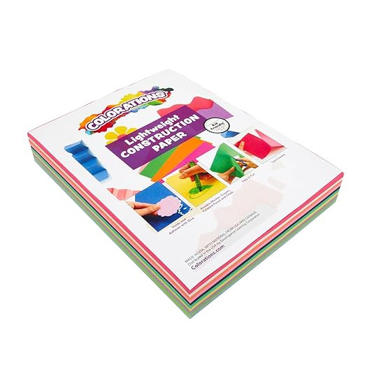 Colorations Lightweight Construction Paper, Value Pack, 10 Colors, 300 Sheets with Bonus Stencil,... | Amazon (US)