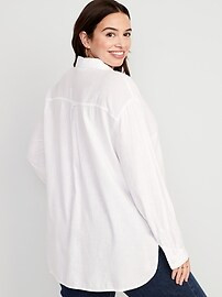 Linen-Blend Boyfriend Shirt for Women | Old Navy (US)