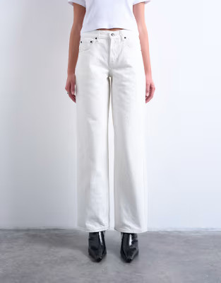 Topshop cinch low rise relaxed jean in white | ASOS (Global)