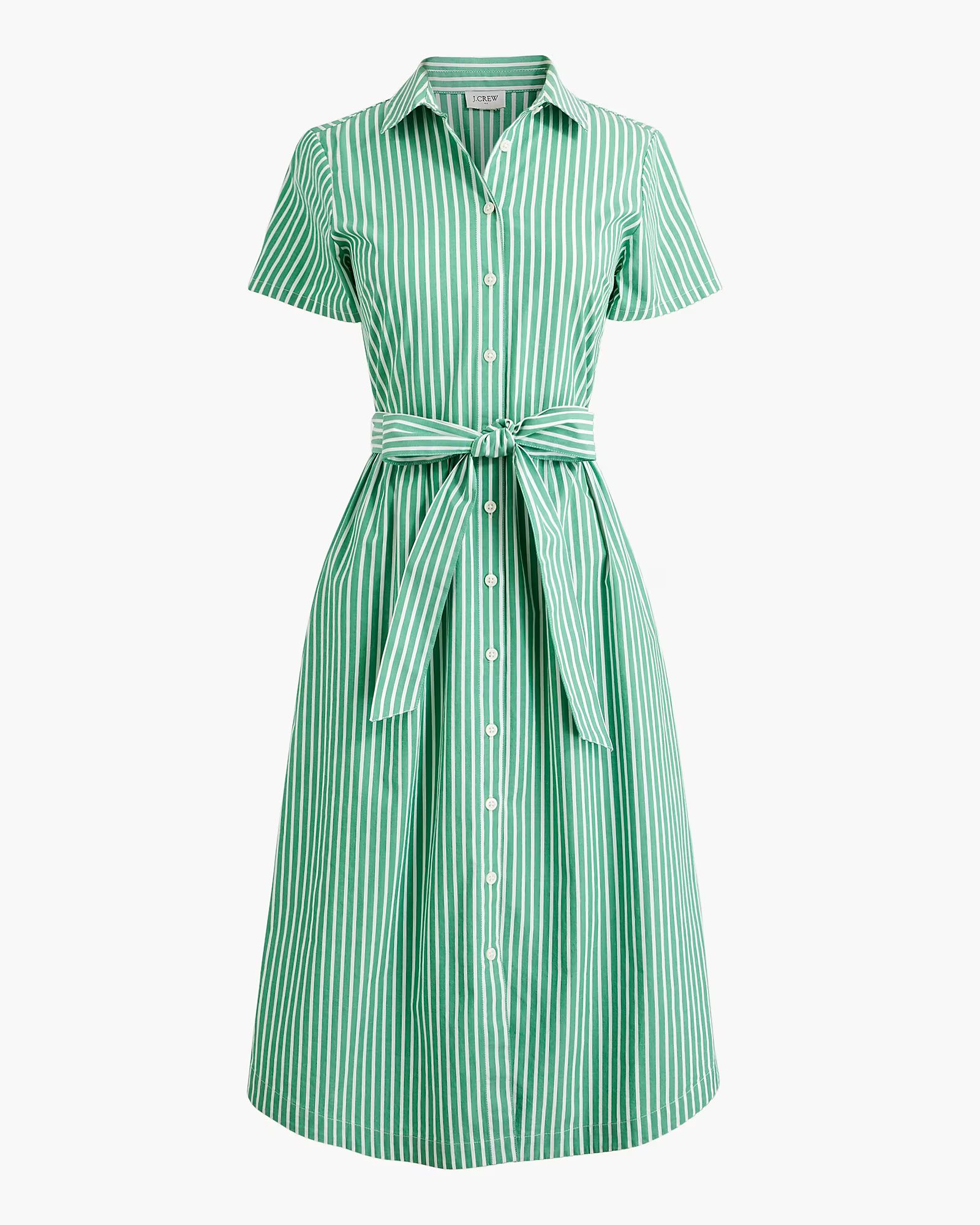 Striped short-sleeve midi shirtdress | J.Crew Factory