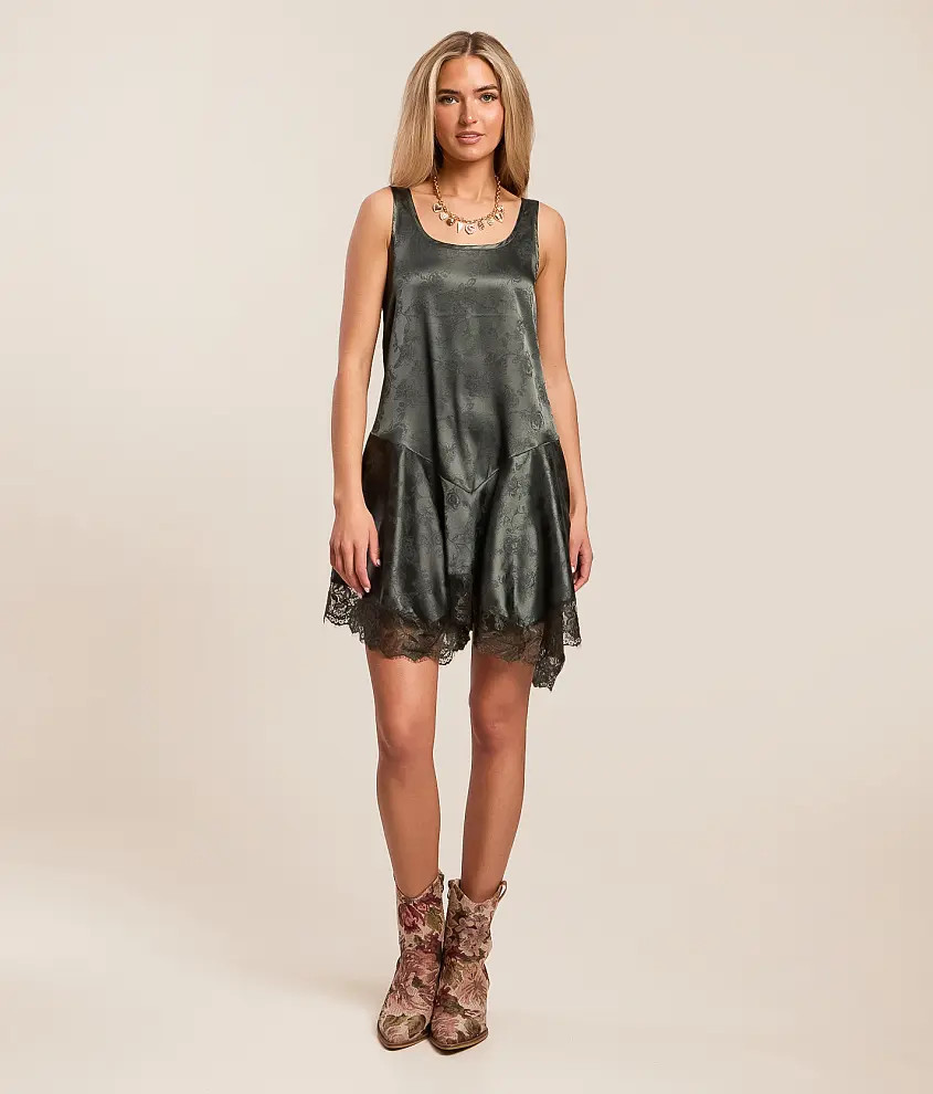 Satin Floral Jacquard Mini Dress | Buckle