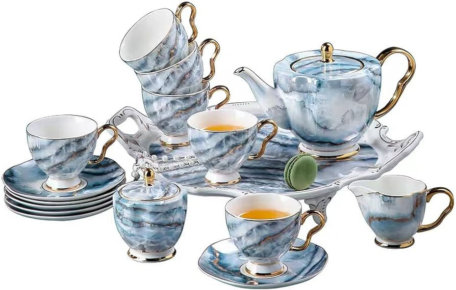 Amazon.com | Scizorito China Bone Porcelain Coffee Tea Set, Excellent Porcelain Tea Set, Retro Fl... | Amazon (US)
