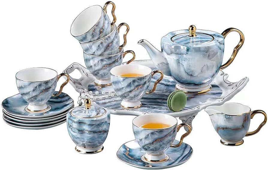 Amazon.com | Scizorito China Bone Porcelain Coffee Tea Set, Excellent Porcelain Tea Set, Retro Fl... | Amazon (US)