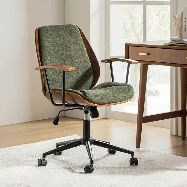 Felix Modern Height-adjustable Swivel Office Chair with Soft Cushion and Solid Wood Armrest by HU... | Bed Bath & Beyond