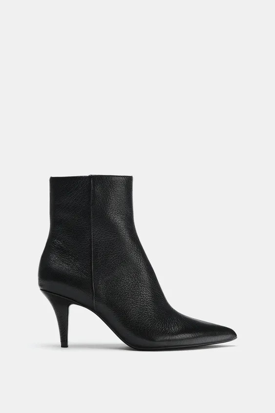 LEATHER HEELED ANKLE BOOTS | Zara UK