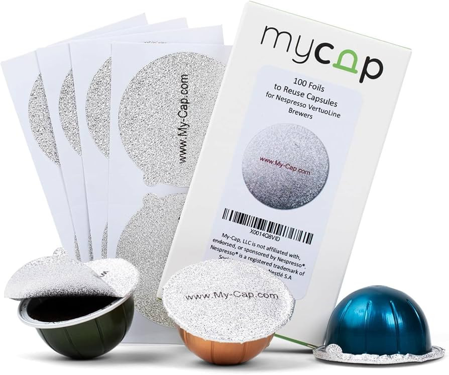 My-Cap Foil Seals for Nespresso Vertuo Pods - Reusable Aluminum Lids to Extend Life of Nespresso ... | Amazon (US)