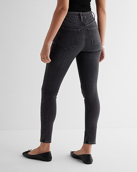 High Waisted Washed Black FlexX Skinny Jeans | Express