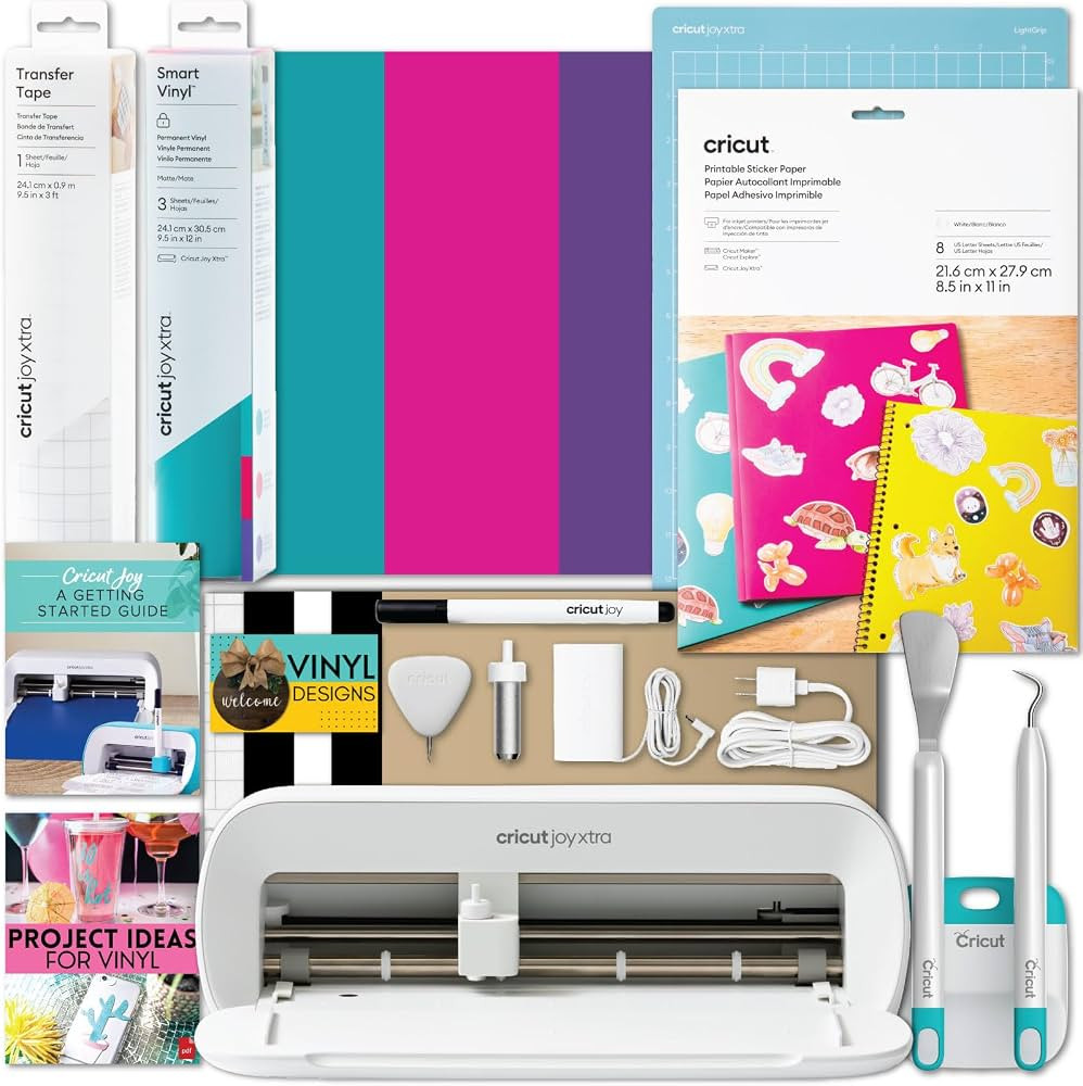 Cricut Joy Xtra Machine with Printable Sticker Paper and Vinyl Sampler Bundle - Ultimate Sticker ... | Amazon (US)
