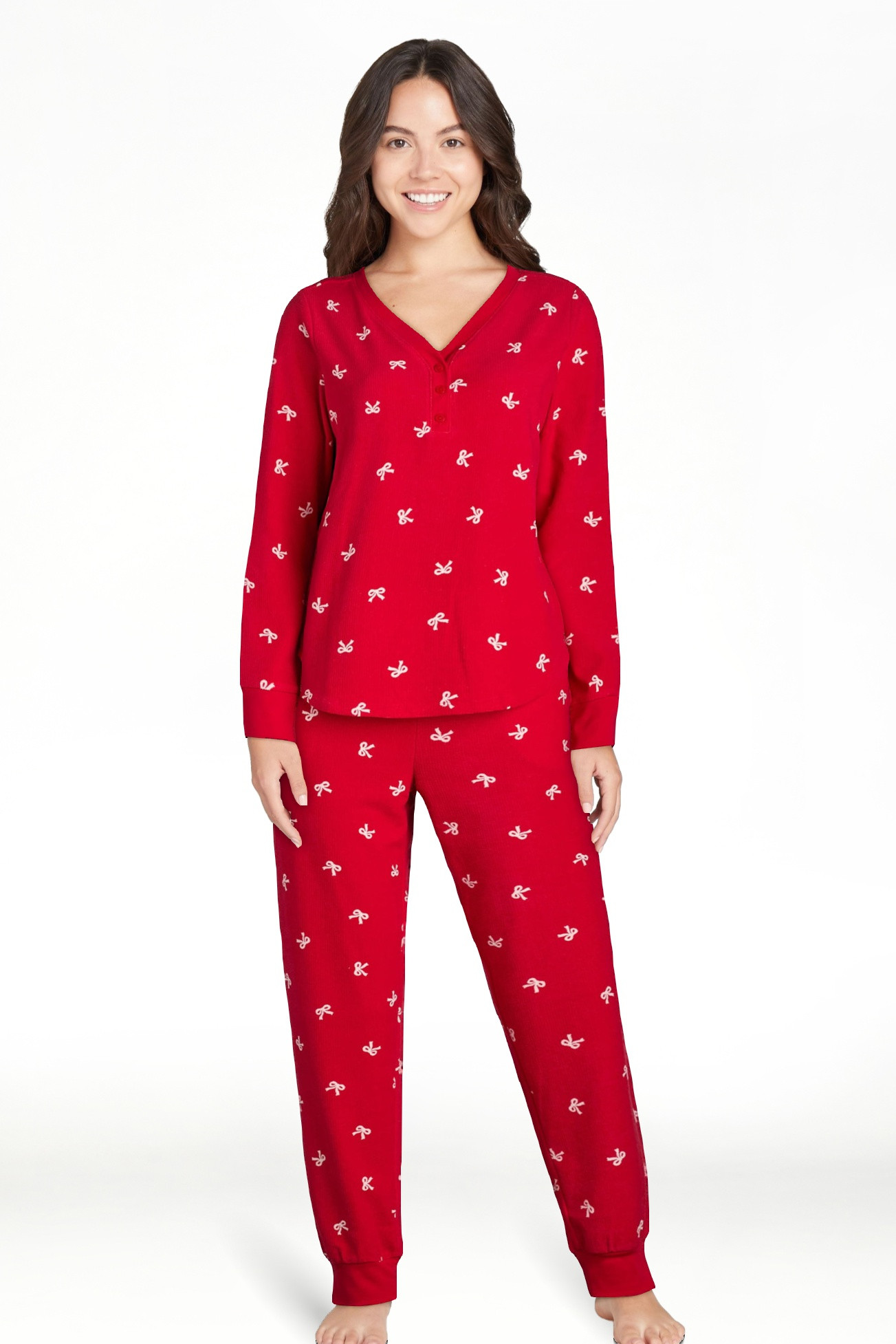 Joyspun Women's Velour Waffle Henley Sleep Top, Jogger Pants and Socks Pajama Set, 3-Piece, Sizes... | Walmart (US)
