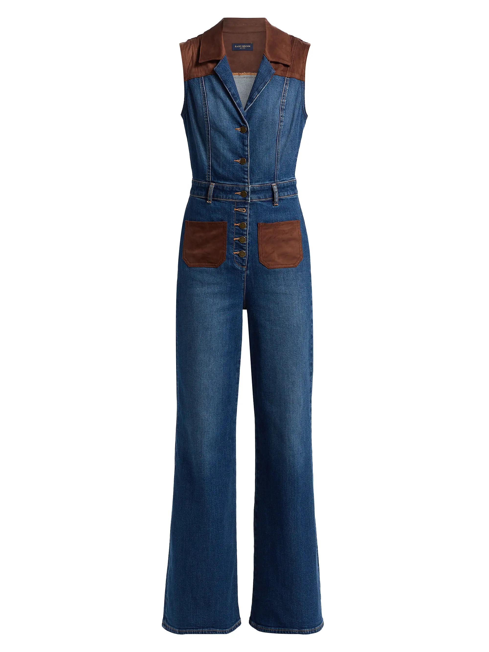 Ramy Brook Claudette Sleeveless Denim Jumpsuit | Saks Fifth Avenue | Saks Fifth Avenue