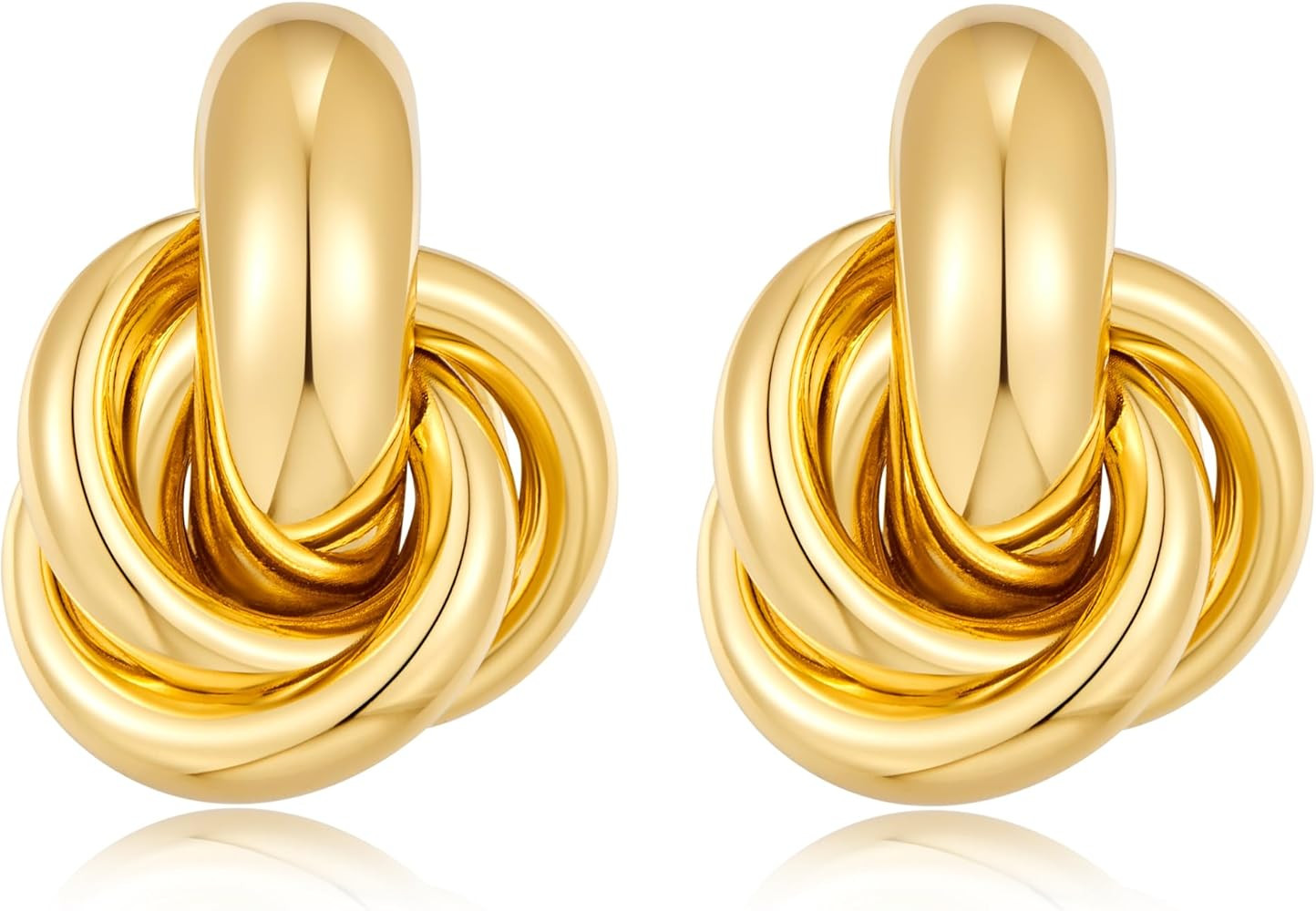 YUJIE Gold Geometric Earrings Chunky Knot Statement Earrings for Women Twisted Dangle Drop Trendy... | Amazon (US)