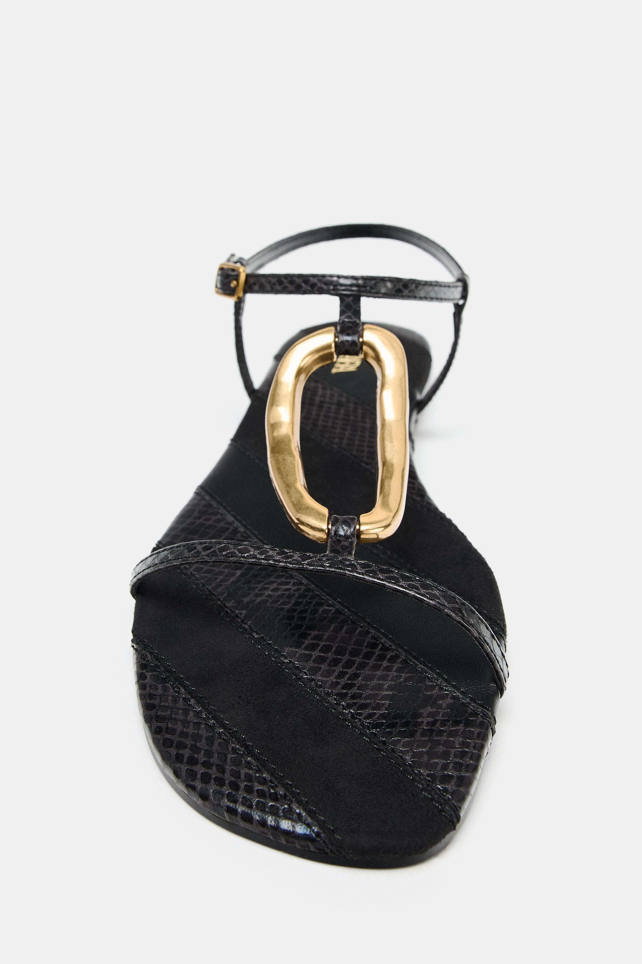 FLAT SANDALS WITH METALLIC APPLIQUÉ | Zara US