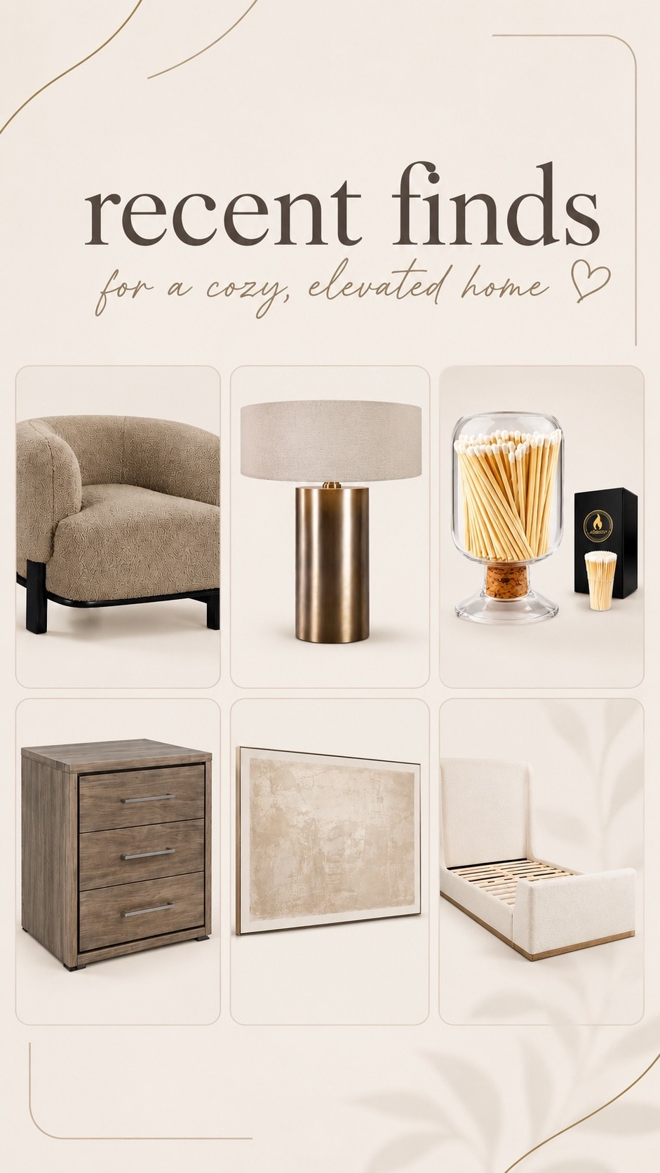 Recent Neutral Home Finds

Sharing some recent home finds that have that cozy designer feel without the designer price tag. Loving the warm wood tones, soft boucle textures, neutral artwork, and elevated modern shapes in this mix. These pieces work beautifully together for a calm, layered, modern organic home.

#LTKSaleAlert #LTKHome