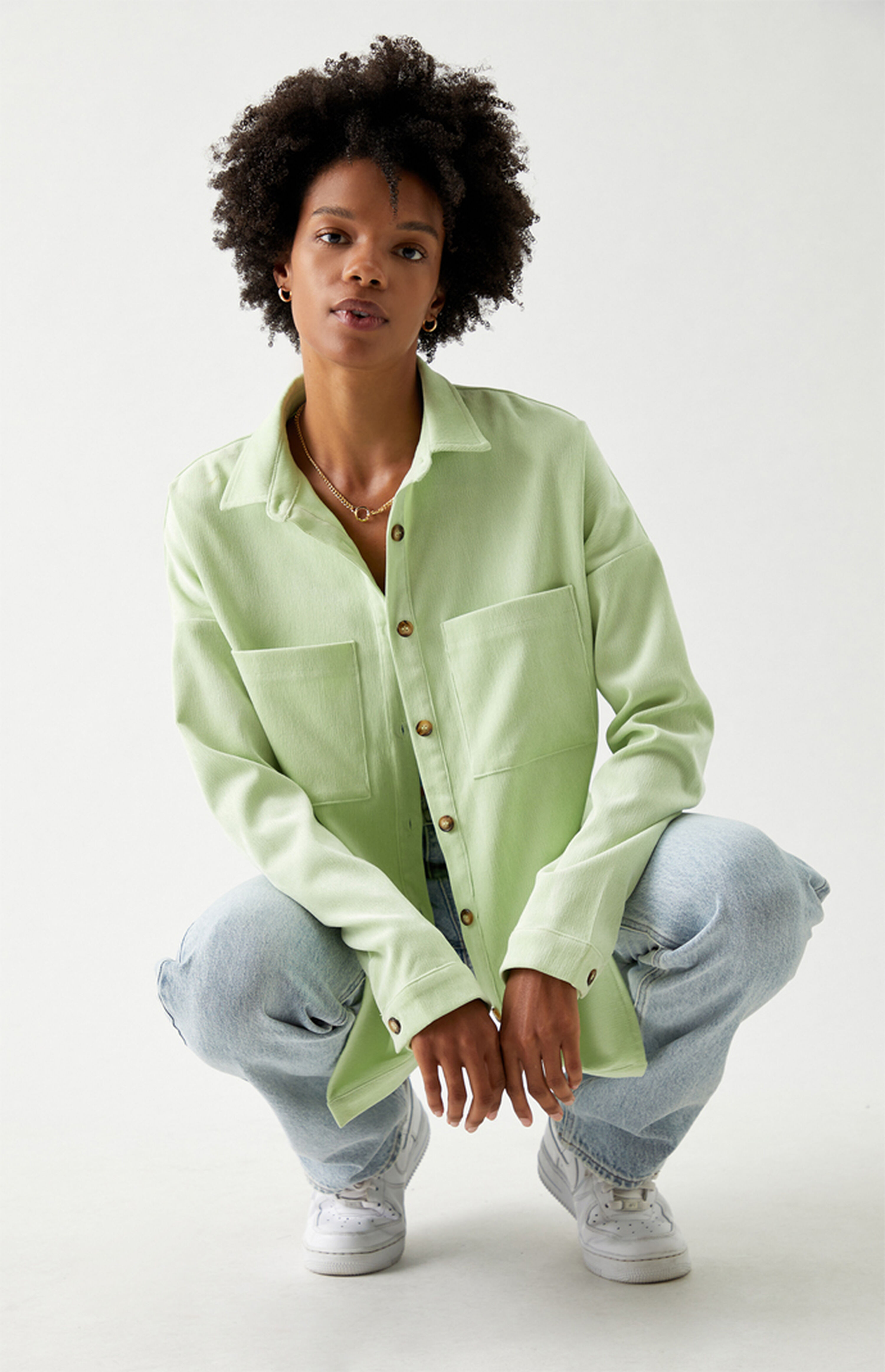 Kendall & Kylie Long Sleeve Boyfriend Button Up Shirt | PacSun