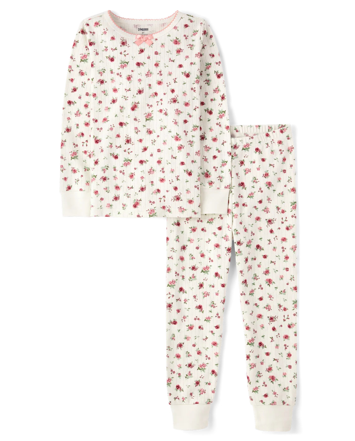 Girls Floral Snug Fit Pointelle Pajamas - Gymmies - white | The Children's Place