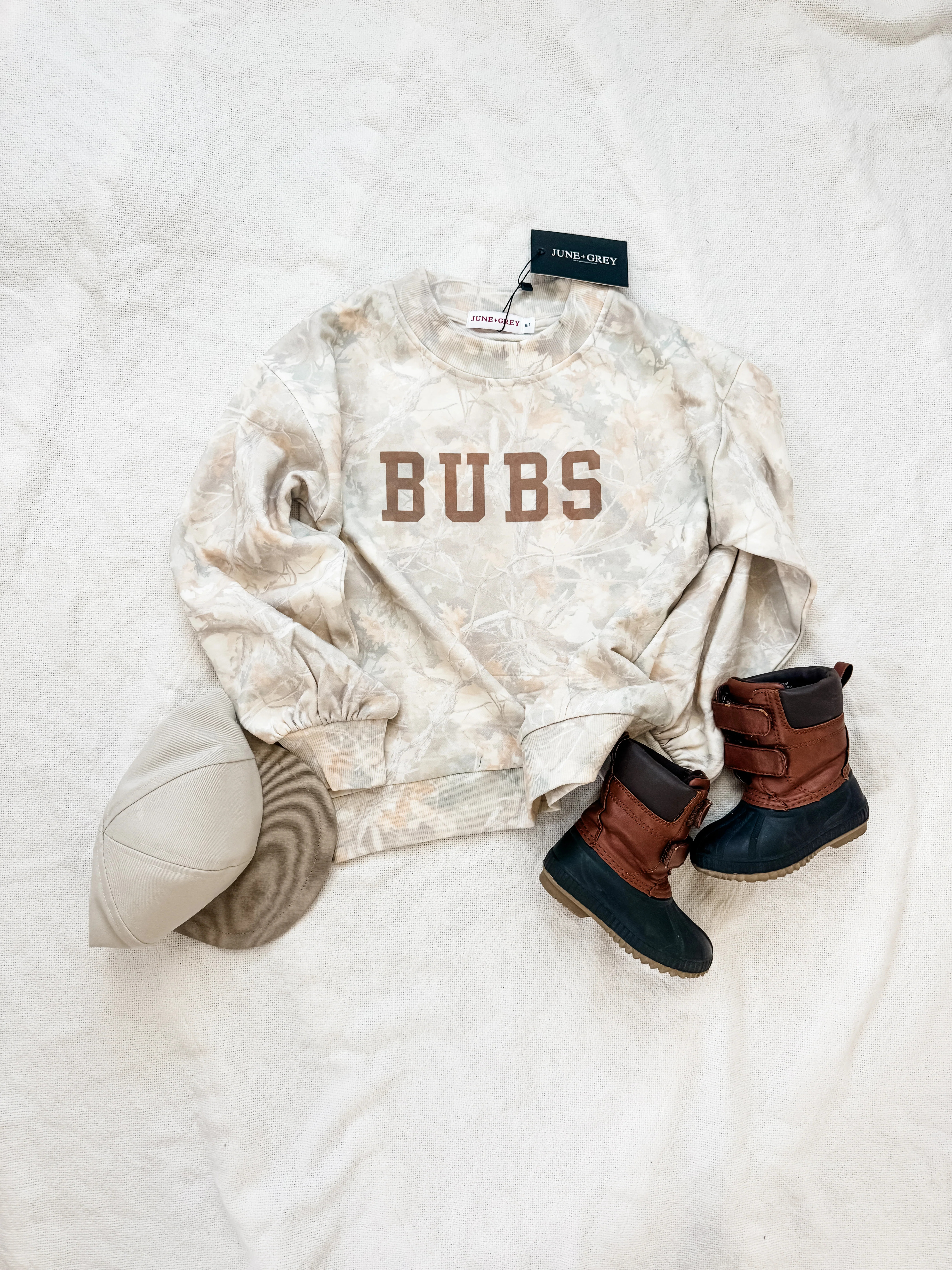 BUBS camo sweatshirt | June+Grey