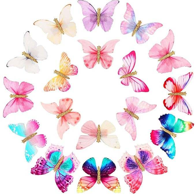 Boao 18 Pieces Glitter Butterfly Hair Clips for Teens Women Hair Accessories (Chic Styles) | Amazon (US)