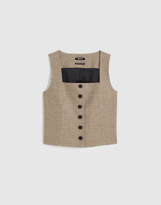 Squareneck Crop Vest in Plaid | Madewell
