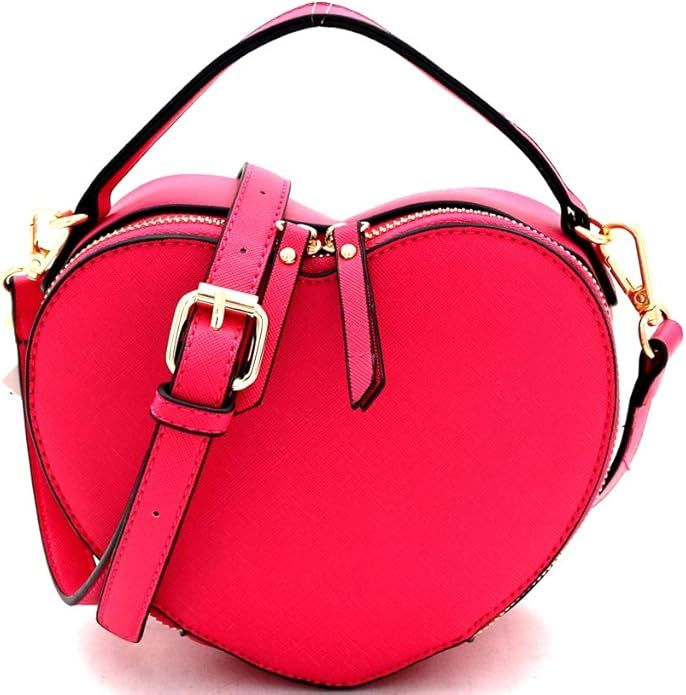 Cute Heart Shape Girls Womens Vegan Leather Small Handle Satchel Crossbody Purse… | Amazon (US)