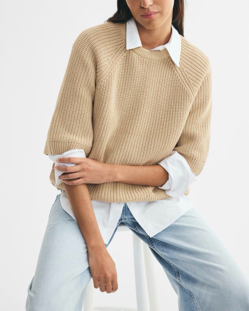 Chunky knit short sleeve sweater - comes in tan, blue, and cranberry

#LTKSeasonal