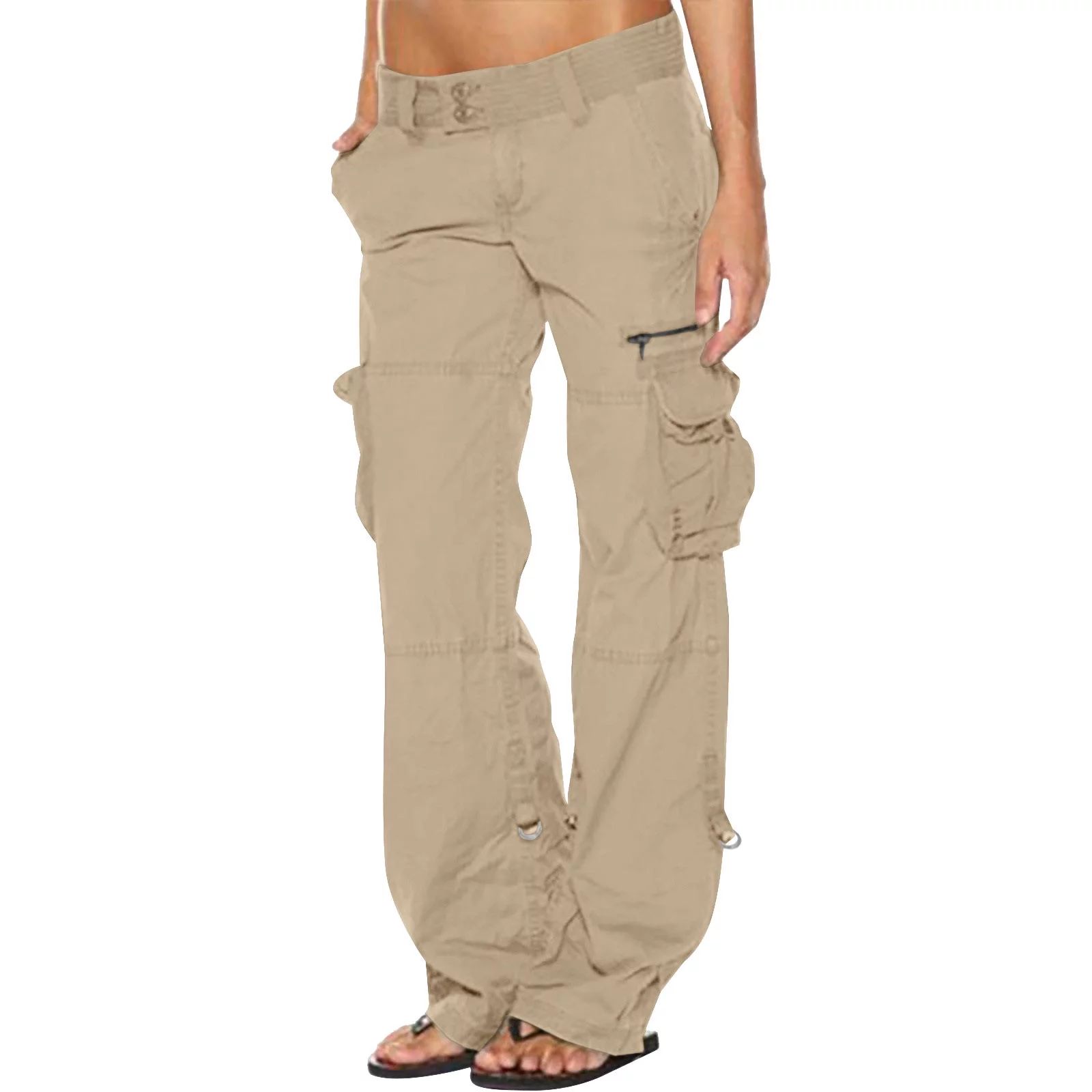 FAIWAD Womens Cargo Jogger Pants Elastic High Waist Baggy Trousers Straight Slim Slacks (Small, K... | Walmart (US)