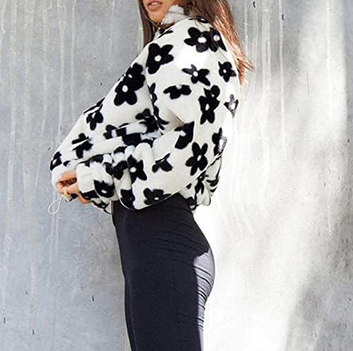 Y2K Printed Faux Sherpa Fleece Oversized Coats for Women Lapel Zip Up Thicken Lamb Wool Warm Tedd... | Amazon (US)