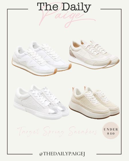 Looking for great sneakers for a great price? Target has a bunch of great spring sneakers for under $40. I love these studded white sneakers that would look great with any denim this spring. My personal favorite are these dolce vita dupes that come in 5 different colors and are now in this gold color! I wear mine with high waisted tailored pants or with leggings for travel. These sneakers are perfect travel sneakers because they’re cute and super comfortable. 

Target sneakers, Target finds, sneakers under $50, spring outfits, spring finds

#LTKshoecrush #LTKsalealert #LTKfindsunder50