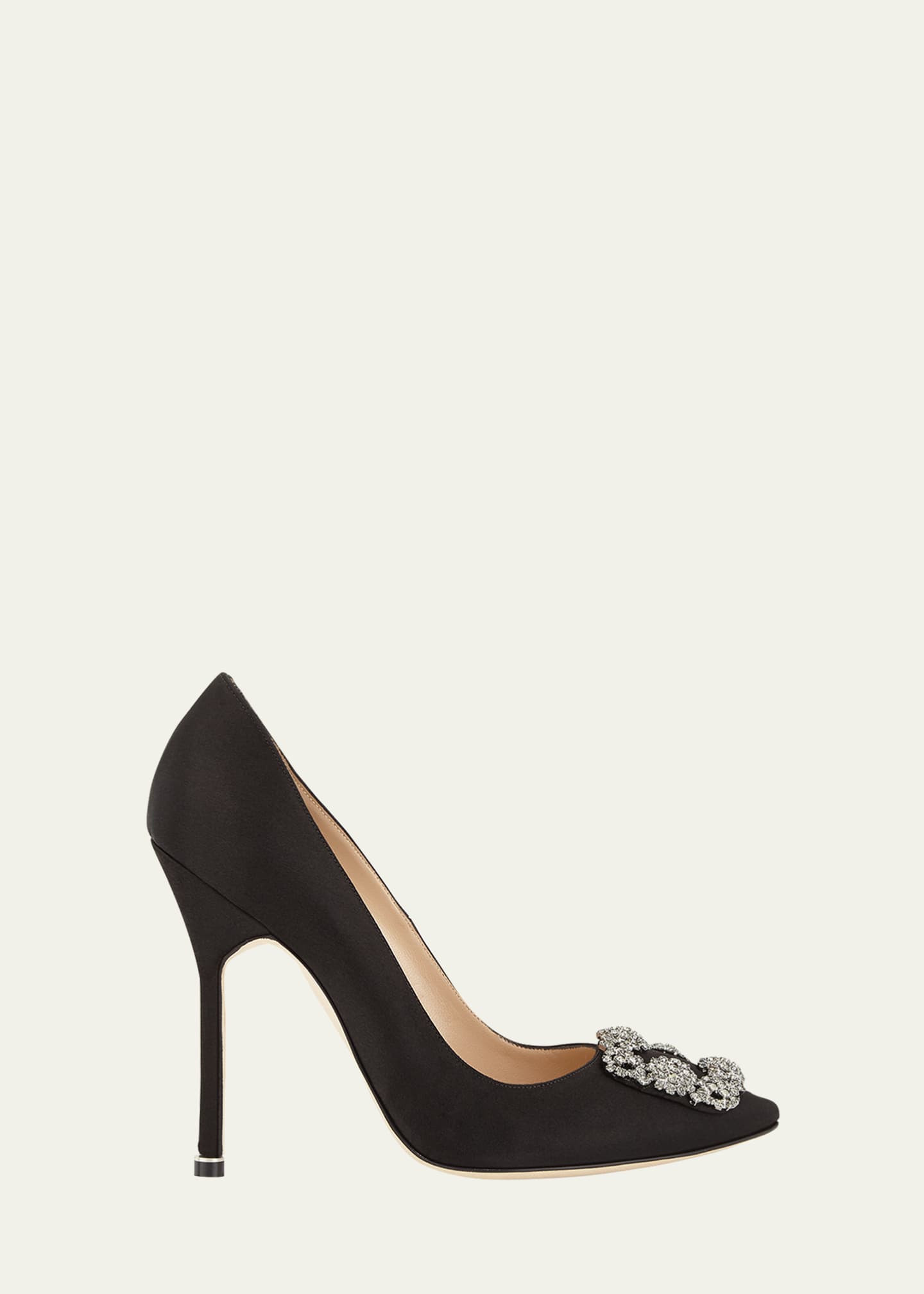 Manolo Blahnik Hangisi 115mm Satin Crystal-Toe Pump | Bergdorf Goodman