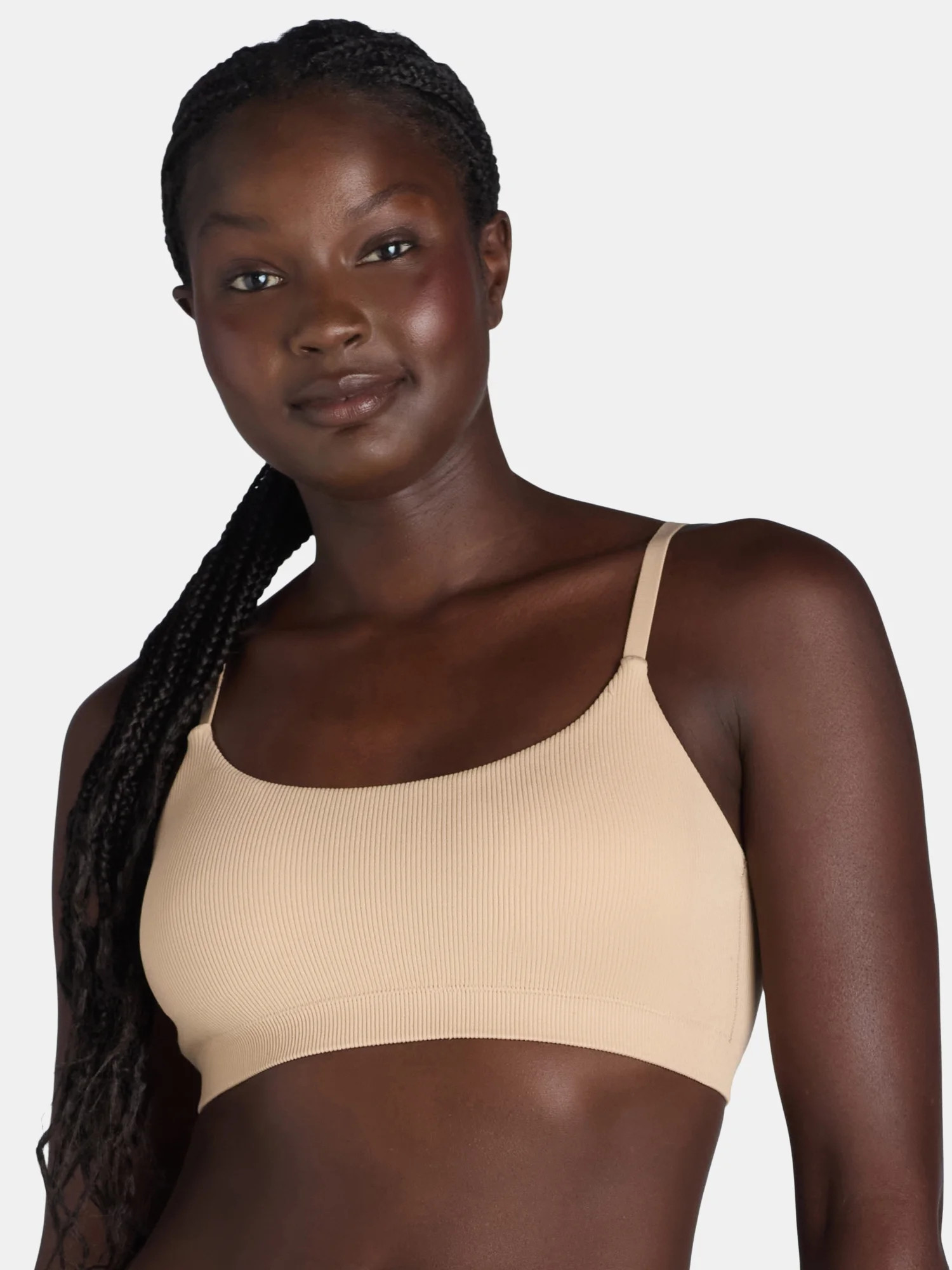 No Boundaries Seamless Ribbed Cami Bralette, Women’s and Women’s Plus | Walmart (US)