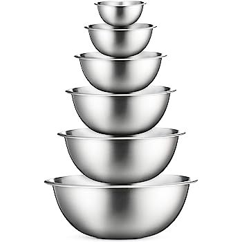 Premium Stainless Steel Mixing Bowls (Set of 6) Stainless Steel Mixing Bowl Set - Easy To Clean, ... | Amazon (US)