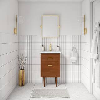 Brandy 20.5 in. W x 15.7 in. D x 34.5 in . H Bath Vanity in Honey Walnut with White Ceramic Top | The Home Depot