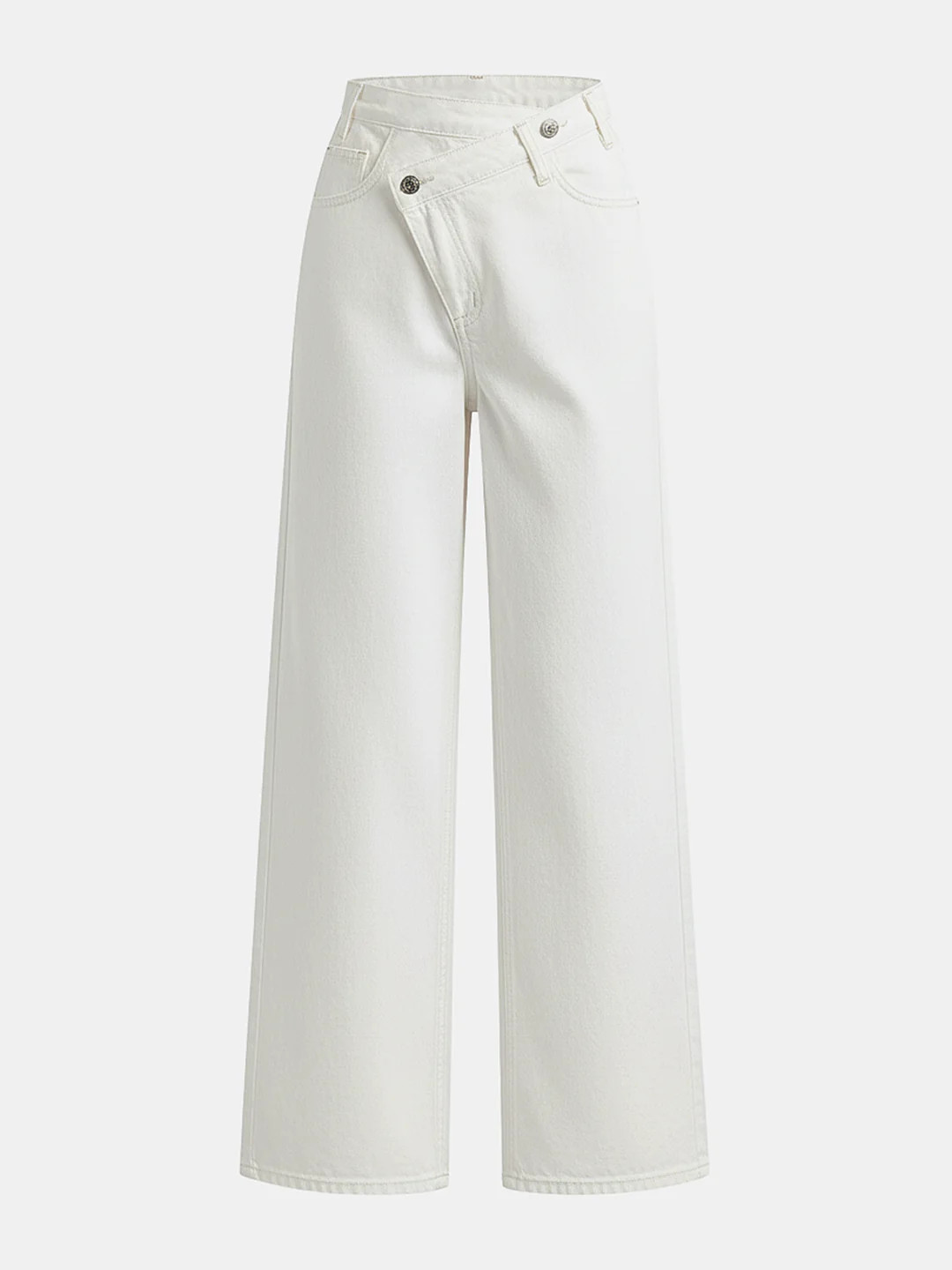 Asymmetric Waist Wide-Leg Jeans | Commense