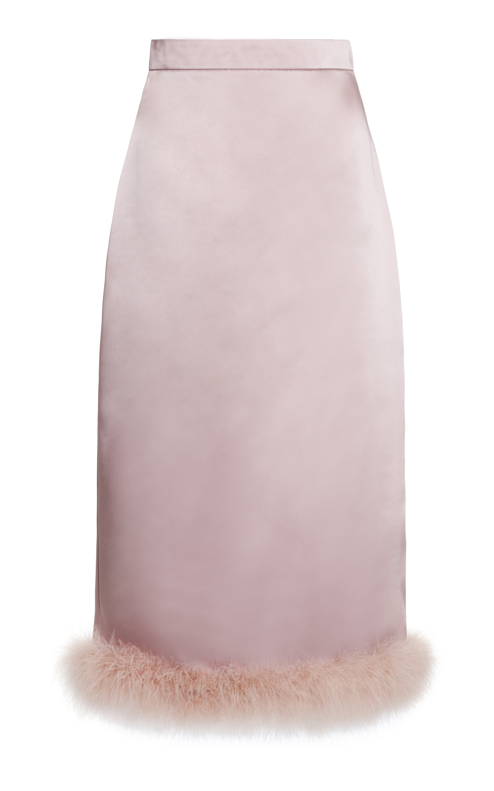 Valentino Garavani Feather-Trimmed Satin Midi Skirt - Moda Operandi | Moda Operandi (Global)