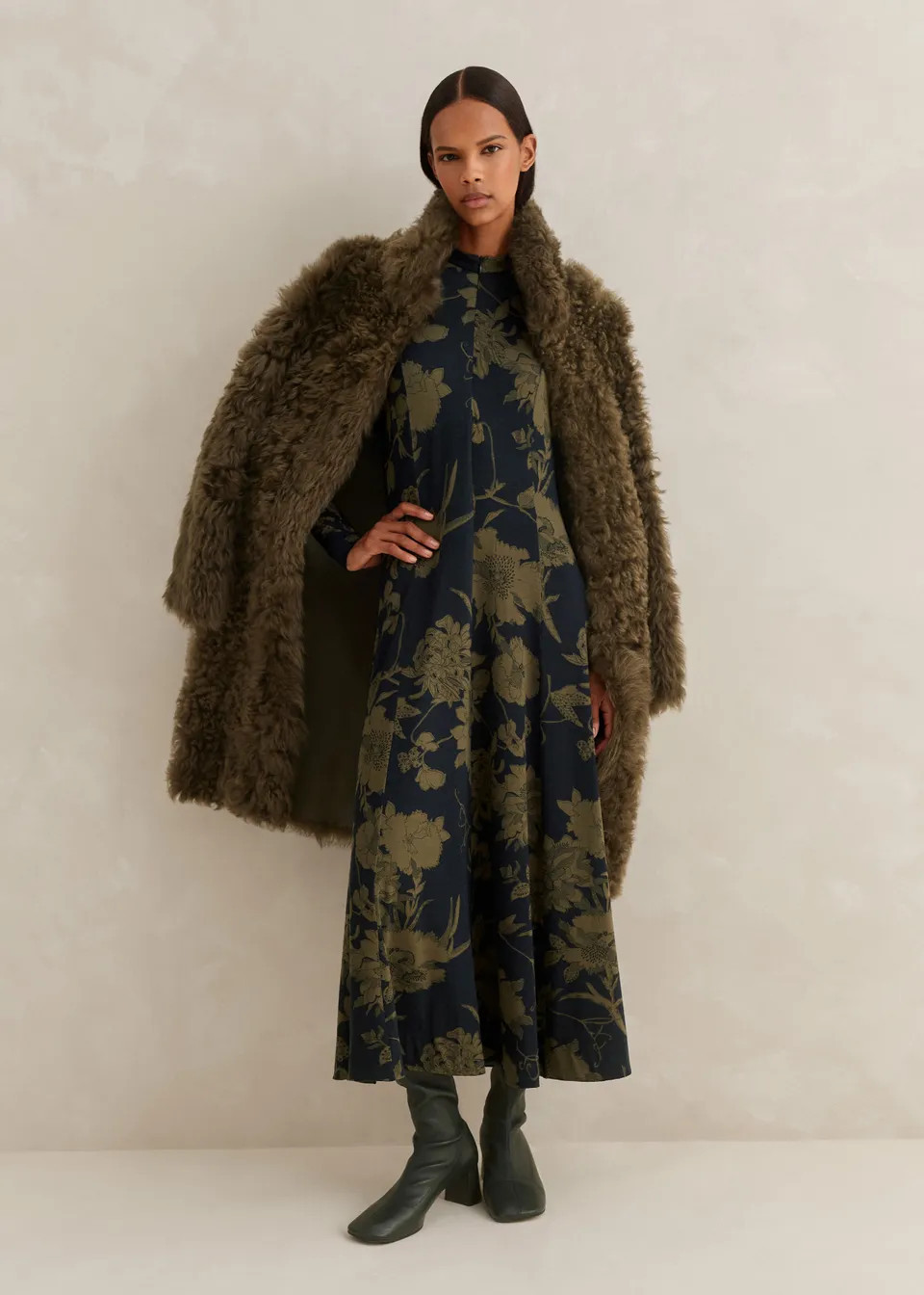 Scribbled Floral Print Fit and Flare Maxi Dress | ME+EM US