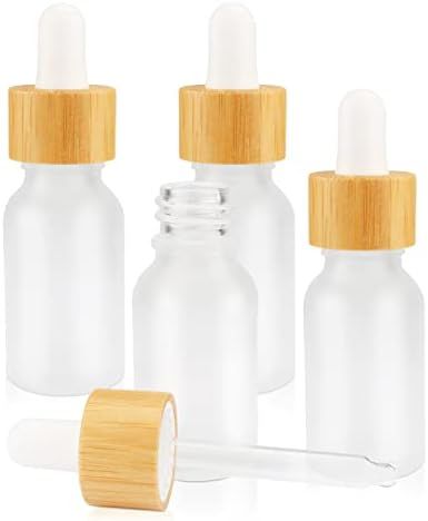 4 Pack Frosted Glass Dropper Bottles,Essential Oil Bottles With Eye Dropper And Bamboo Lids Perfume  | Amazon (US)