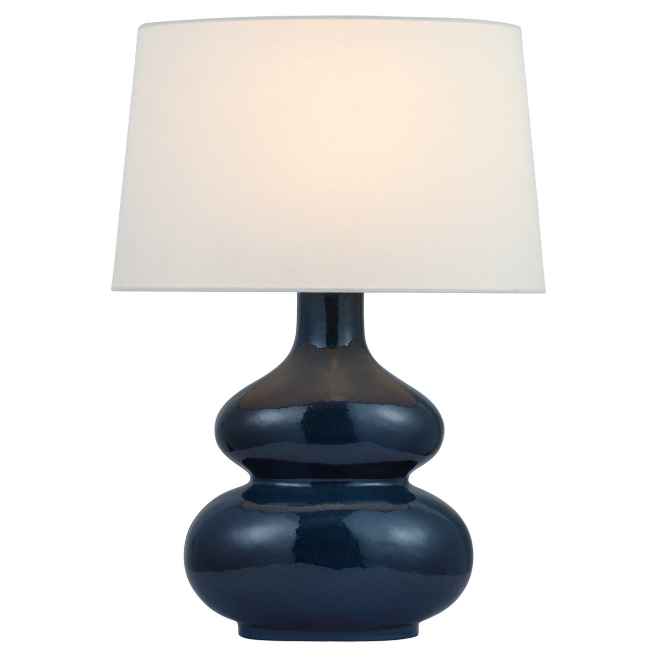 Visual Comfort Lismore Mid Century Mixed Blue Ceramic Linen Shade Table Lamp | Kathy Kuo Home