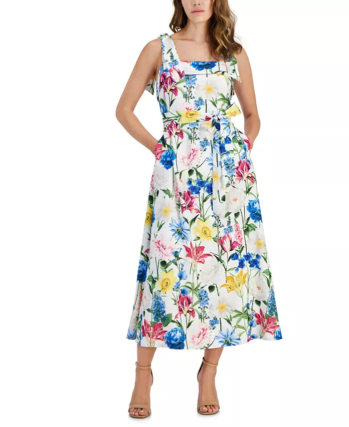Women's Printed A-Line Midi Dress | Macy's