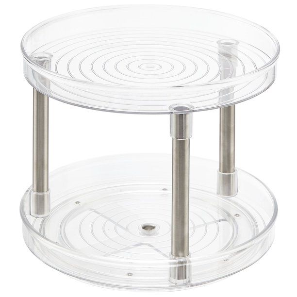 mDesign Plastic Spinning 2-Tier Lazy Susan Turntable Storage Tray - Rotating Organizer for Bathro... | Walmart (US)