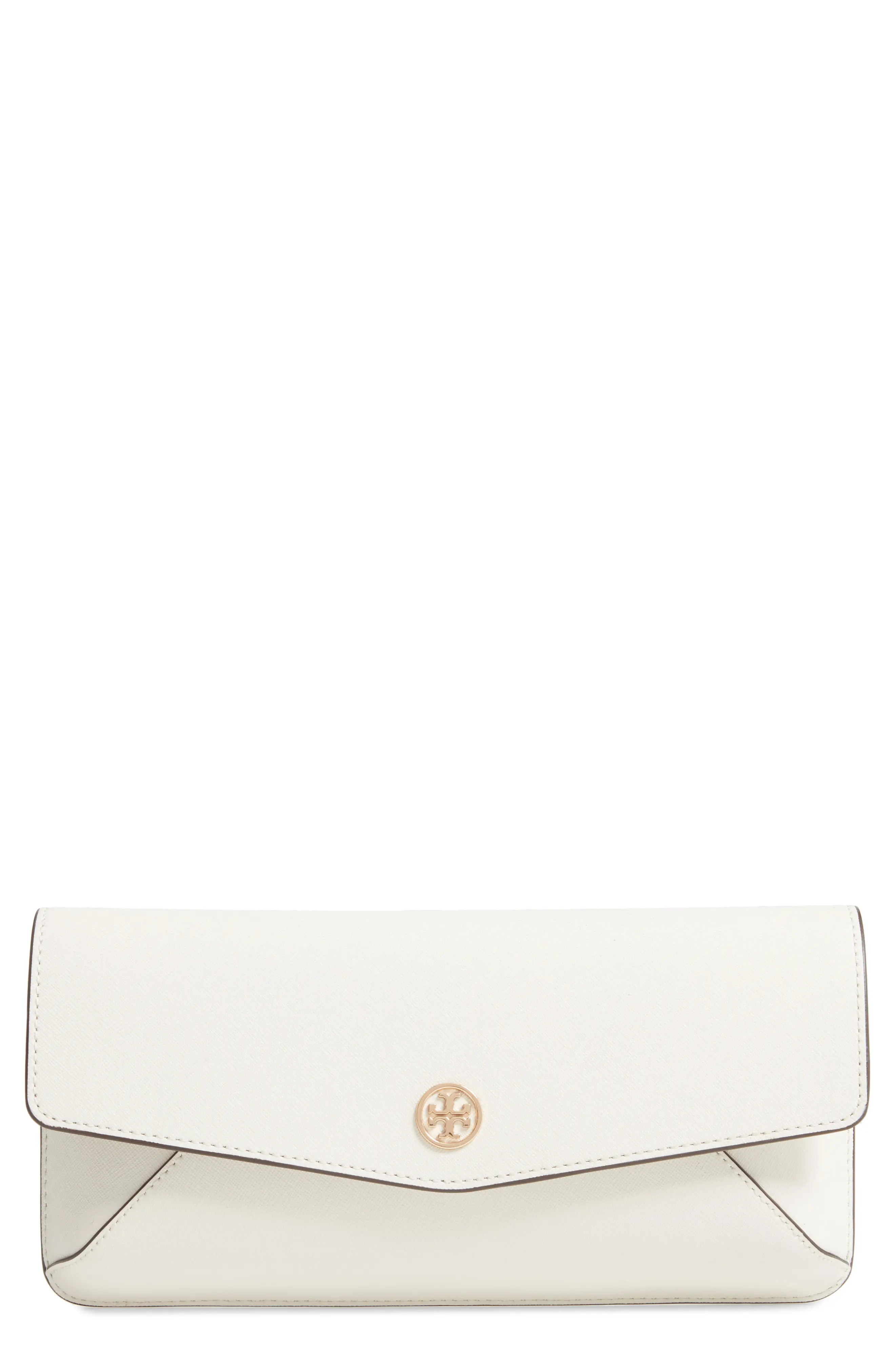 Tory Burch Robinson Leather Clutch - White | Nordstrom