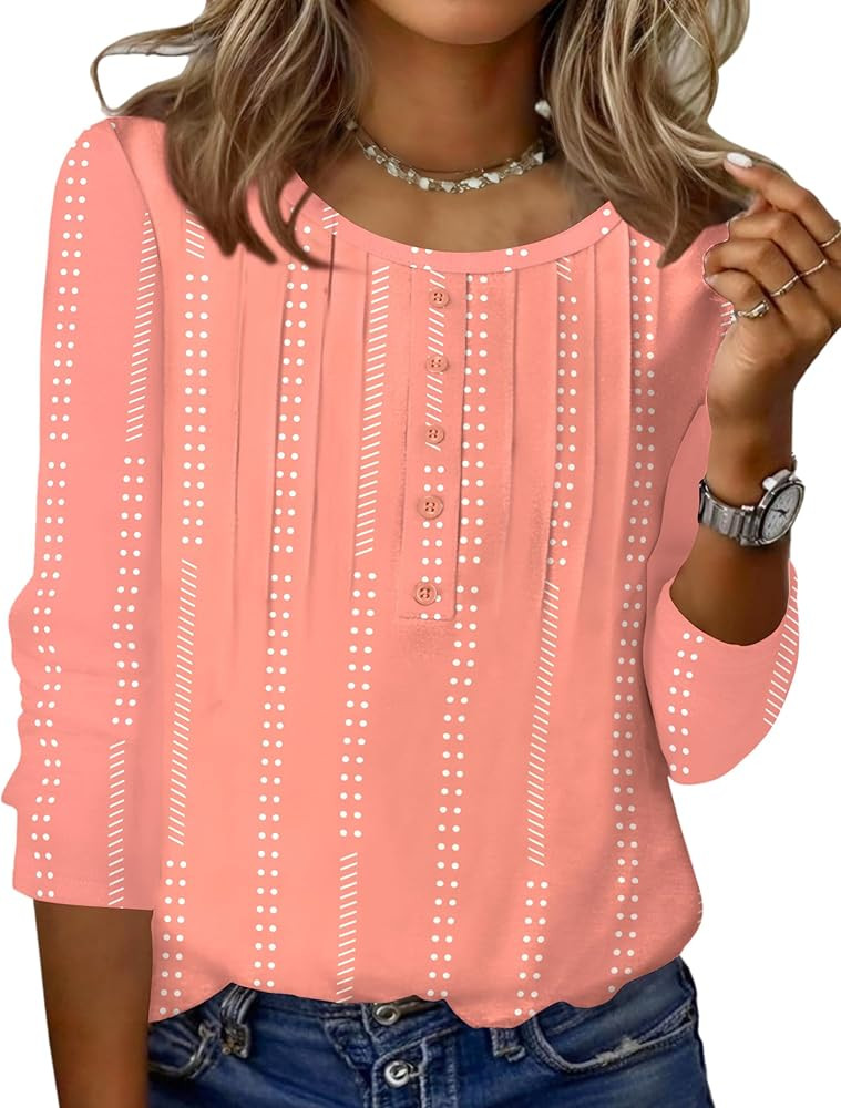 Zeagoo 3/4 Length Sleeve Womens Tops Round Neck Casual Summer Tunic Tops Basic Tees Blouses Dress... | Amazon (US)