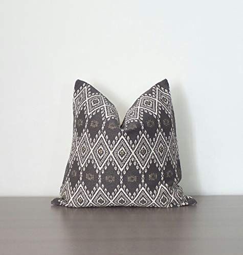Gray Woven Throw Pillow Cover, Gray Geometric Pillow Case, Gray Cushion Cover, Gray Embroidered C... | Amazon (US)