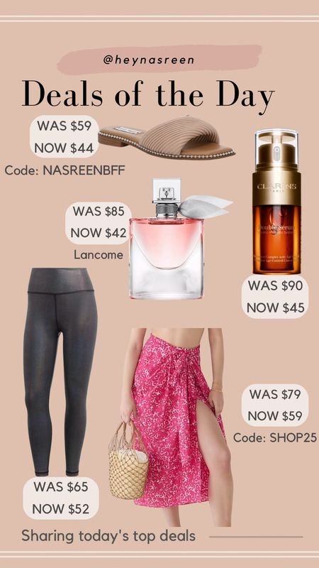 Deals of the day on Steve Madden sandals, Clarins double serum, J.Crew sarong coverup, Adidas leggings & Lancôme perfume 

#LTKbeauty #LTKswim #LTKsalealert