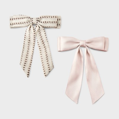 Girls' Floral Bow Hair Barrette 2pc Cream/Pink - Cat & Jack™ | Target