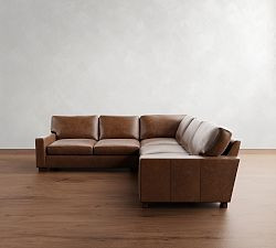Turner Square Arm Leather 3-Piece L-Shaped Sectional (106"–111") | Pottery Barn (US)