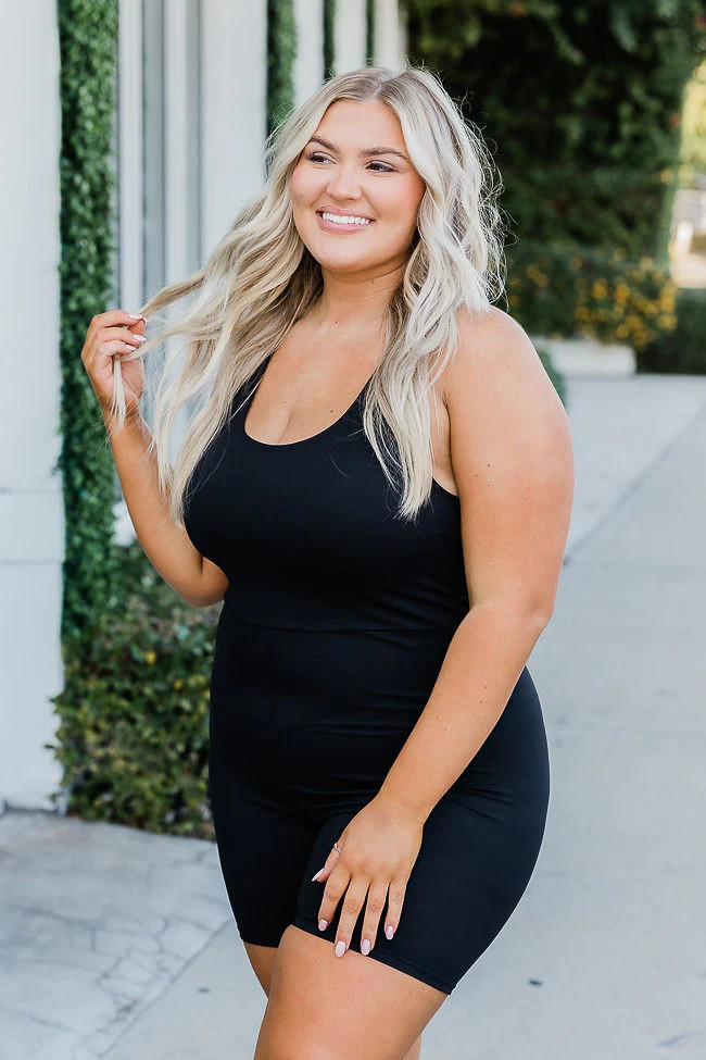 She's A Go Getter Black Active Onesie | Pink Lily