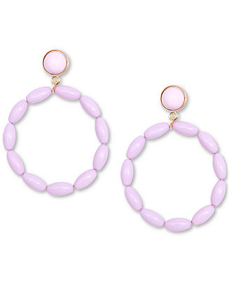Zenzii Gold-Tone Beaded Drop Hoop Earrings & Reviews - Earrings - Jewelry & Watches - Macy's | Macys (US)