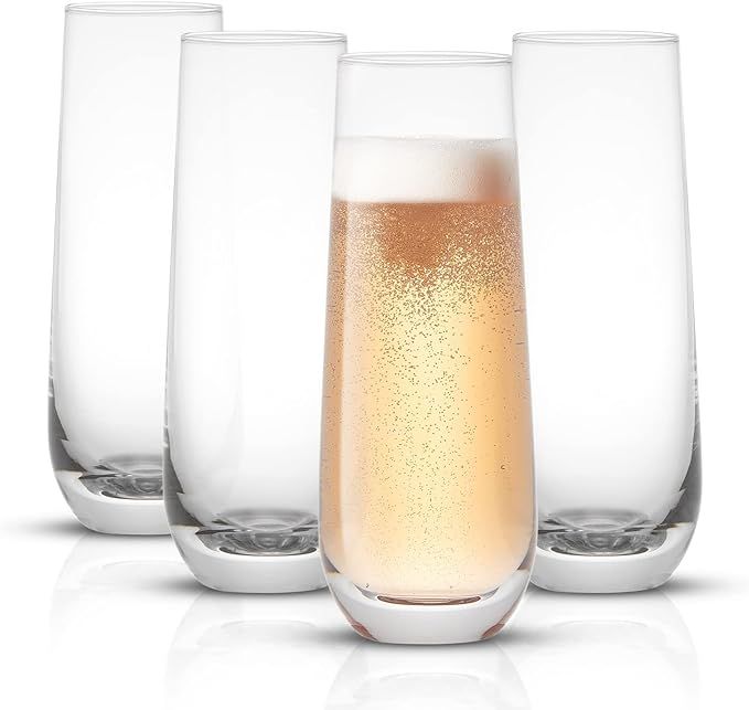 JoyJolt Milo Stemless Champagne Flutes Set of 4 Crystal Glasses. 9.4oz Champagne Glasses. Prosecc... | Amazon (US)