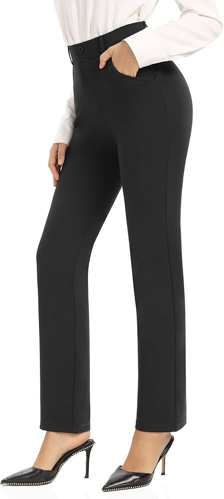 UUE Dress Pants for Women Business Casual Stretch Pull On Women's Work Pants with Pockets Straigh... | Amazon (US)